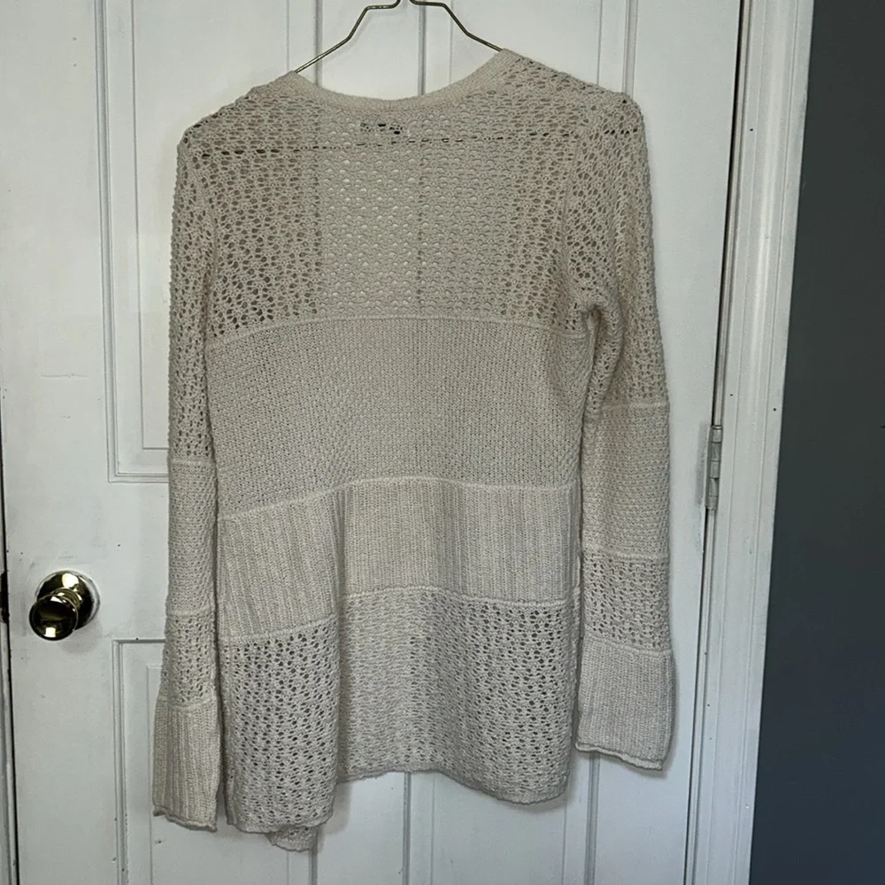American Eagle Stitched Button Front Cardigan Cream - Picture 2 of 6